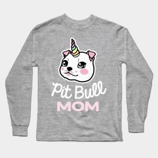 Pit Bull Mom Unicorn Dog Owner Retro Dog Mother Long Sleeve T-Shirt